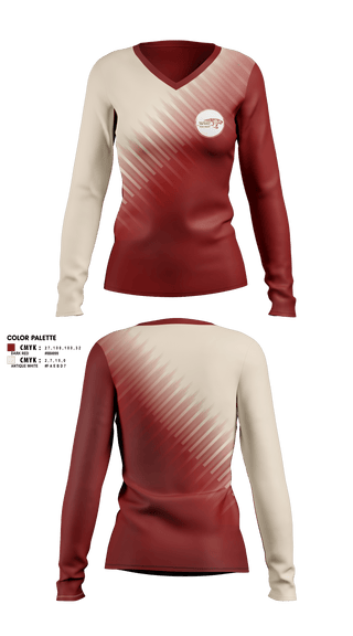 Women's Long Sleeve Vneck Shirt, PSLHS Color Guard, , Teamtime, Team time, sublimation, custom sports apparel, team uniforms, spirit wear, spiritwear, sports uniforms, custom shirts, team store, custom team store, fundraiser sports, apparel fundraiser