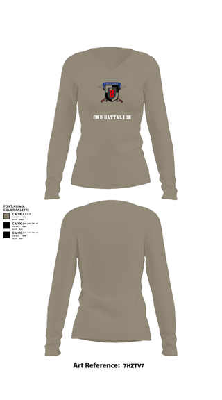 Women's Long Sleeve Vneck Shirt, 2nd Battalion, Army, Teamtime, Team time, sublimation, custom sports apparel, team uniforms, spirit wear, spiritwear, sports uniforms, custom shirts, team store, custom team store, fundraiser sports, apparel fundraiser