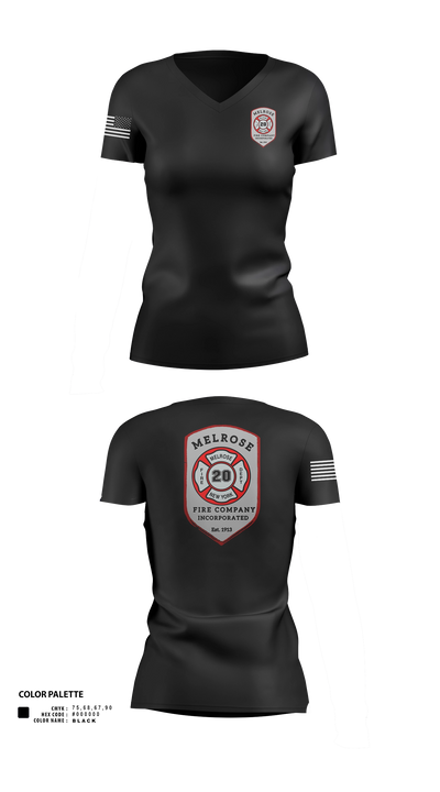 The Melrose Fire Company Incorporated 84438539 Women's Short Sleeve V-neck Shirt - 21