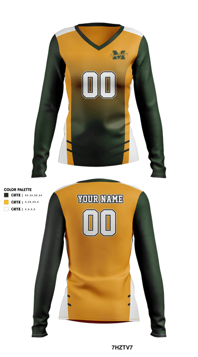 McBain High School Volleyball 93247142 Women's Long Sleeve V-neck Shirt - 41
