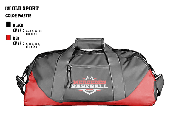 Duffle Bag, Mercedes Baseball Academy, Baseball, Teamtime, Team time, sublimation, custom sports apparel, team uniforms, spirit wear, spiritwear, sports uniforms, custom shirts, team store, custom team store, fundraiser sports, apparel fundraiser