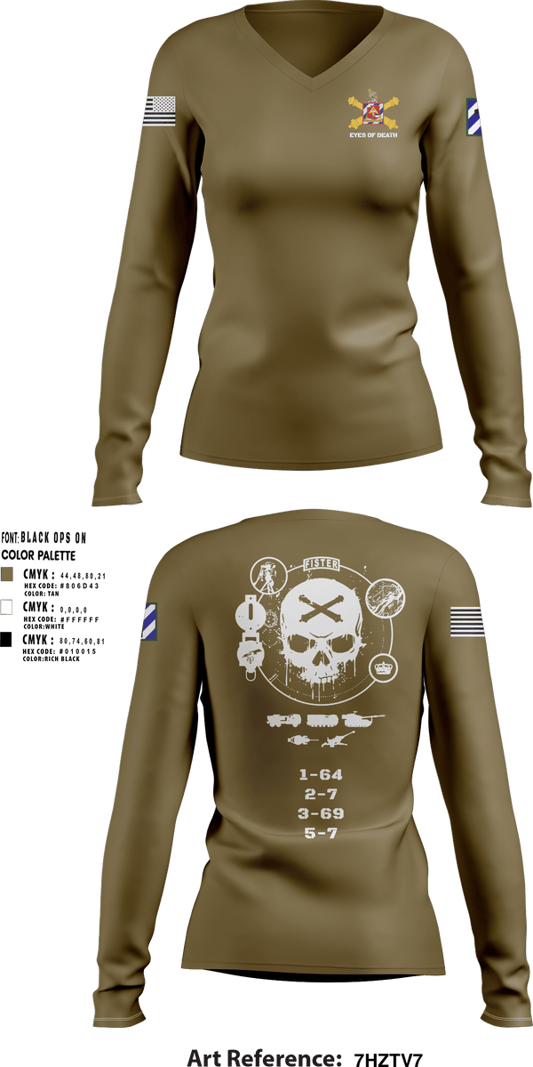 Women's Long Sleeve Vneck Shirt, 1-41 FA, Army, Teamtime, Team time, sublimation, custom sports apparel, team uniforms, spirit wear, spiritwear, sports uniforms, custom shirts, team store, custom team store, fundraiser sports, apparel fundraiser