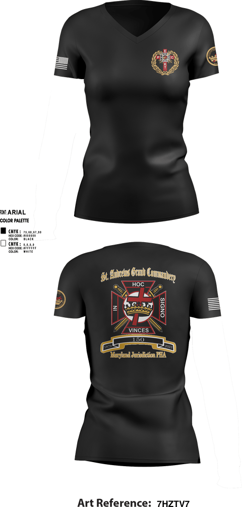 Women's Short Sleeve Vneck Shirt, St Andrew’s Grand Commandery, , Teamtime, Team time, sublimation, custom sports apparel, team uniforms, spirit wear, spiritwear, sports uniforms, custom shirts, team store, custom team store, fundraiser sports, apparel fundraiser