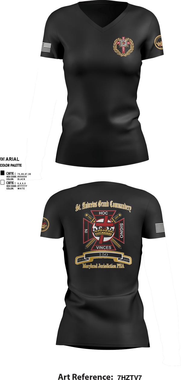 Women's Short Sleeve Vneck Shirt, St Andrew’s Grand Commandery, , Teamtime, Team time, sublimation, custom sports apparel, team uniforms, spirit wear, spiritwear, sports uniforms, custom shirts, team store, custom team store, fundraiser sports, apparel fundraiser