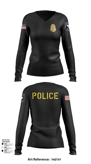 Women's Long Sleeve Vneck Shirt, New Ellenton Police Department, Police, Teamtime, Team time, sublimation, custom sports apparel, team uniforms, spirit wear, spiritwear, sports uniforms, custom shirts, team store, custom team store, fundraiser sports, apparel fundraiser