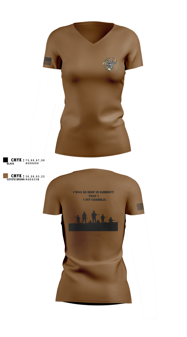Women's Short Sleeve Vneck Shirt, Eco 2/160th SOAR (Abn), Army, Teamtime, Team time, sublimation, custom sports apparel, team uniforms, spirit wear, spiritwear, sports uniforms, custom shirts, team store, custom team store, fundraiser sports, apparel fundraiser