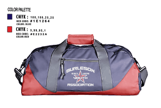 Duffle Bag, Burleson Youth Association, Inc., Spirit Store, Teamtime, Team time, sublimation, custom sports apparel, team uniforms, spirit wear, spiritwear, sports uniforms, custom shirts, team store, custom team store, fundraiser sports, apparel fundraiser