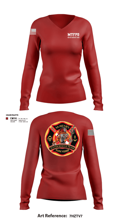 MTFPD Water Rescue Teams 62483869 Women's Long Sleeve V-neck Shirt - 3