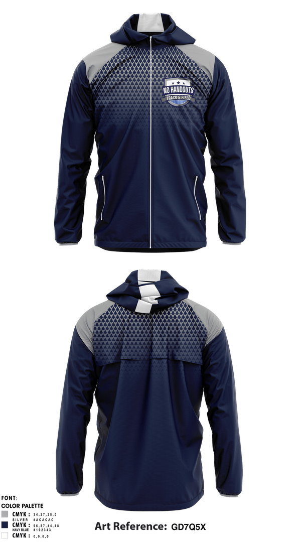 Windbreaker, No Handouts Track & Field, Track & Field, Teamtime, Team time, sublimation, custom sports apparel, team uniforms, spirit wear, spiritwear, sports uniforms, custom shirts, team store, custom team store, fundraiser sports, apparel fundraiser
