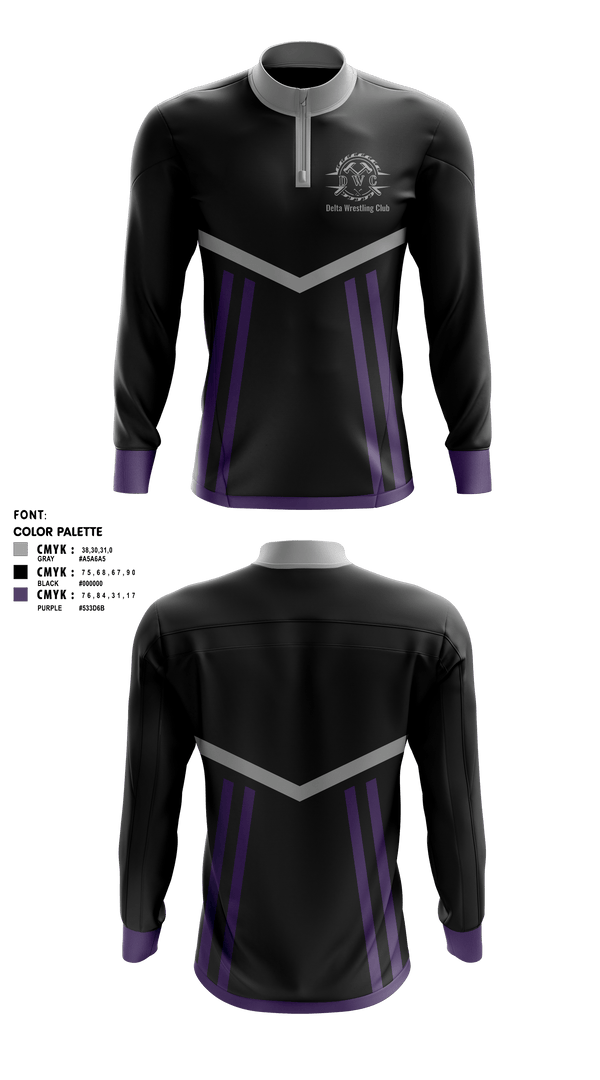 Quarter Zip Jacket, Delta Wrestling Club, Wrestling, Teamtime, Team time, sublimation, custom sports apparel, team uniforms, spirit wear, spiritwear, sports uniforms, custom shirts, team store, custom team store, fundraiser sports, apparel fundraiser