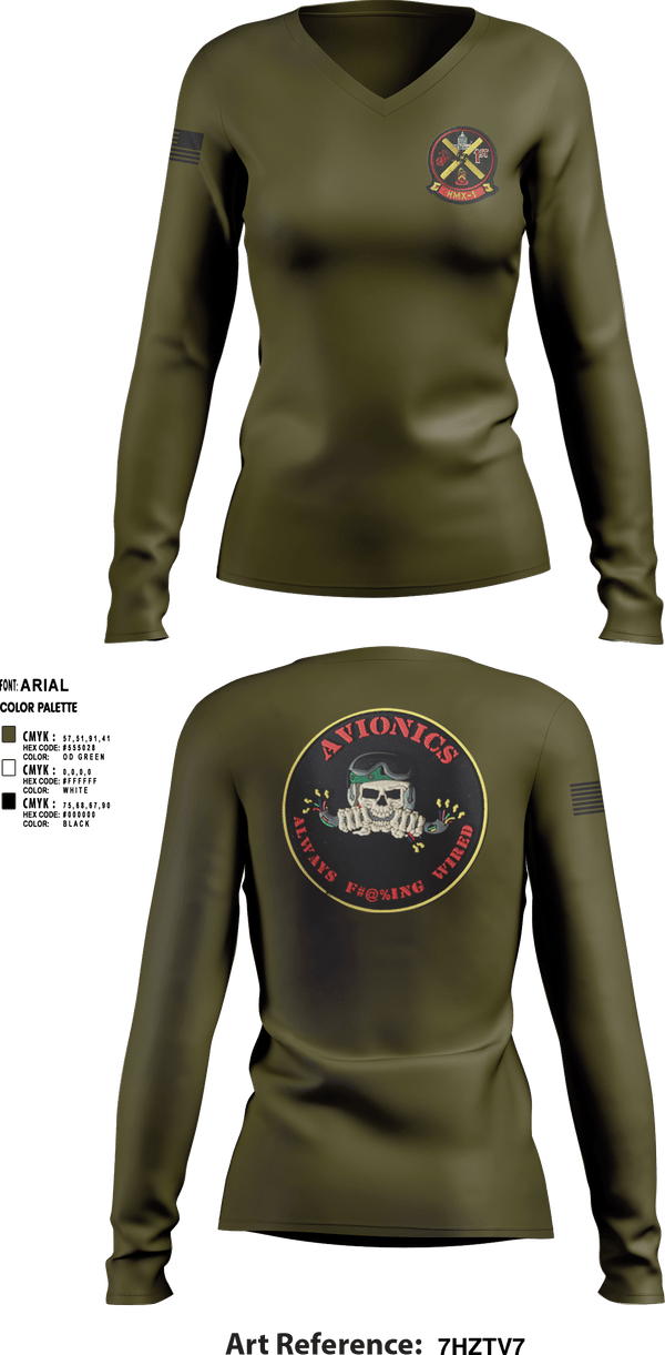 Women's Long Sleeve Vneck Shirt, HMX-1, Marines, Teamtime, Team time, sublimation, custom sports apparel, team uniforms, spirit wear, spiritwear, sports uniforms, custom shirts, team store, custom team store, fundraiser sports, apparel fundraiser