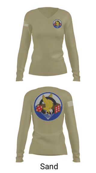 Women's Long Sleeve Vneck Shirt, 506th PIR, Army, Teamtime, Team time, sublimation, custom sports apparel, team uniforms, spirit wear, spiritwear, sports uniforms, custom shirts, team store, custom team store, fundraiser sports, apparel fundraiser