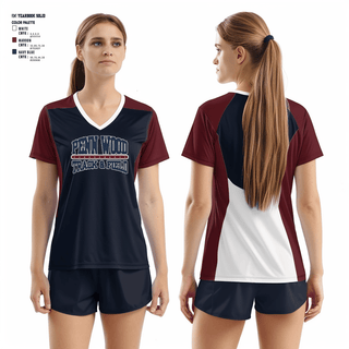 Women's Short Sleeve Vneck Shirt, PENN WOOD Highschool, Track & Field, Teamtime, Team time, sublimation, custom sports apparel, team uniforms, spirit wear, spiritwear, sports uniforms, custom shirts, team store, custom team store, fundraiser sports, apparel fundraiser