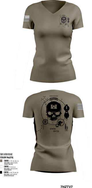 Women's Short Sleeve Vneck Shirt, 374TH CECI, Army, Teamtime, Team time, sublimation, custom sports apparel, team uniforms, spirit wear, spiritwear, sports uniforms, custom shirts, team store, custom team store, fundraiser sports, apparel fundraiser