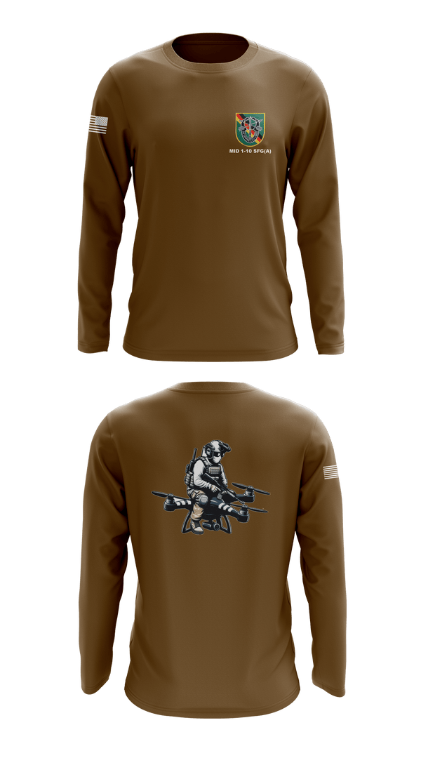 Long Sleeve Performance Shirt, Military Intelligence Detachment 1st Battalion 10th Special Forces Group (Airborne), Army, Teamtime, Team time, sublimation, custom sports apparel, team uniforms, spirit wear, spiritwear, sports uniforms, custom shirts, team store, custom team store, fundraiser sports, apparel fundraiser