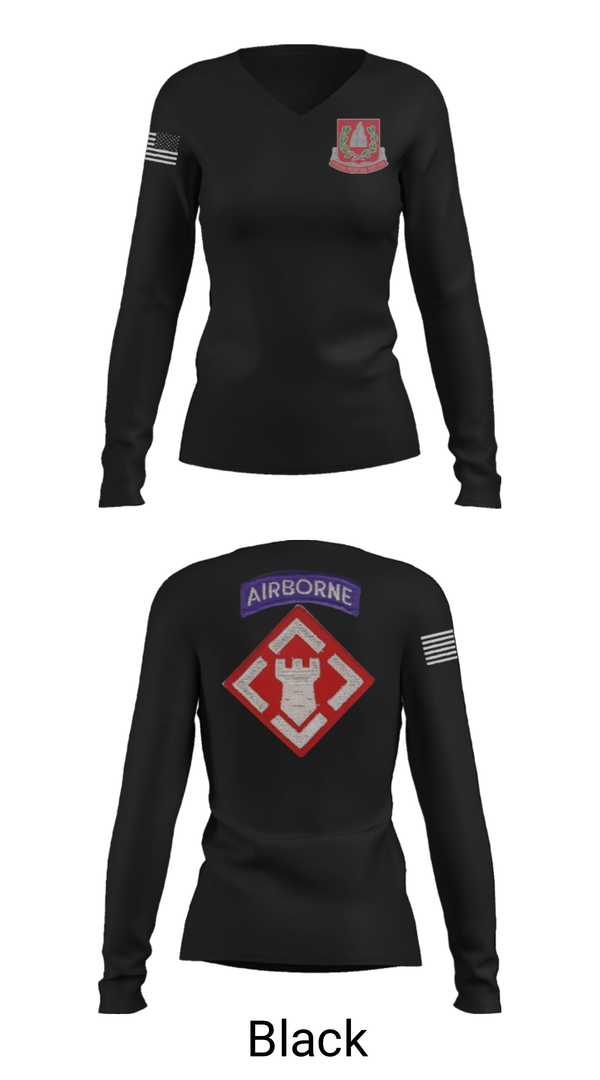 Women's Long Sleeve Vneck Shirt, 37th engineer bn, Army, Teamtime, Team time, sublimation, custom sports apparel, team uniforms, spirit wear, spiritwear, sports uniforms, custom shirts, team store, custom team store, fundraiser sports, apparel fundraiser
