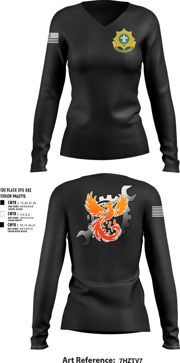 Women's Long Sleeve Vneck Shirt, Phoenix battery, Army, Teamtime, Team time, sublimation, custom sports apparel, team uniforms, spirit wear, spiritwear, sports uniforms, custom shirts, team store, custom team store, fundraiser sports, apparel fundraiser