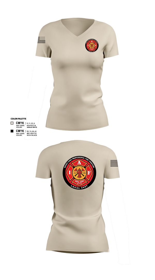 Women's Short Sleeve Vneck Shirt, Rocky Ford Professional Firefighters Local 5497, Fire Department, Teamtime, Team time, sublimation, custom sports apparel, team uniforms, spirit wear, spiritwear, sports uniforms, custom shirts, team store, custom team store, fundraiser sports, apparel fundraiser