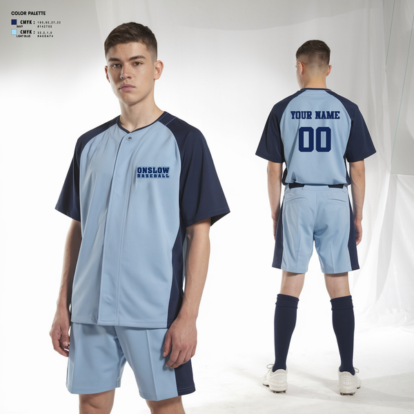 Full Button Baseball Jersey, Onslow, Baseball, Teamtime, Team time, sublimation, custom sports apparel, team uniforms, spirit wear, spiritwear, sports uniforms, custom shirts, team store, custom team store, fundraiser sports, apparel fundraiser