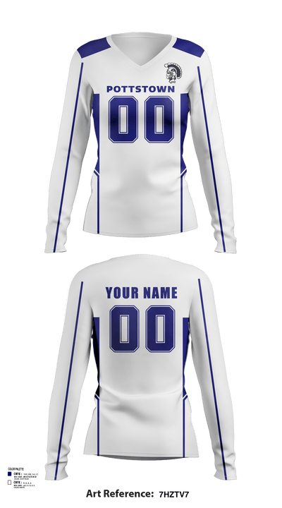 Pottstown High School Volleyball 14262411 Women's Long Sleeve V-neck Shirt - 139