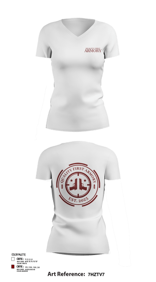 Women's Short Sleeve Vneck Shirt, QUALITY FIRST ARMORY, , Teamtime, Team time, sublimation, custom sports apparel, team uniforms, spirit wear, spiritwear, sports uniforms, custom shirts, team store, custom team store, fundraiser sports, apparel fundraiser