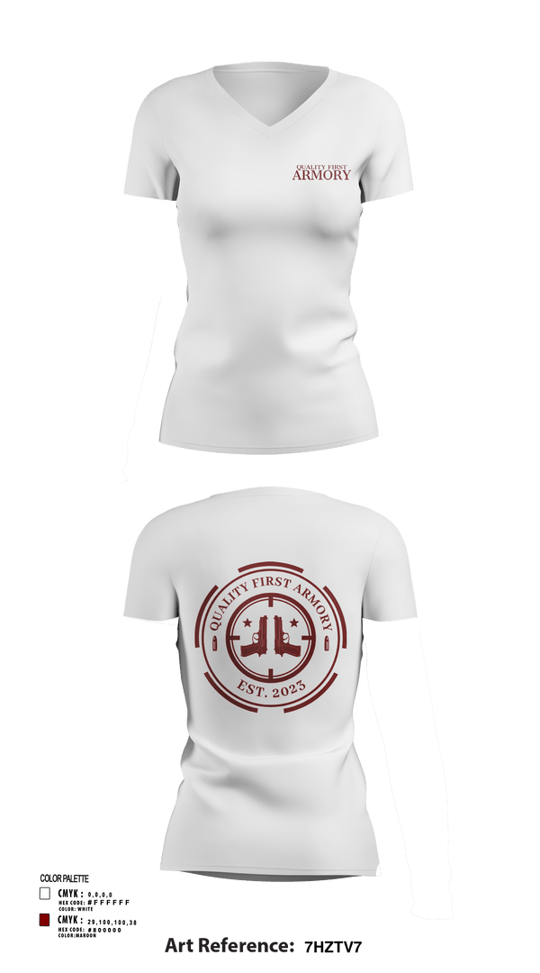 Women's Short Sleeve Vneck Shirt, QUALITY FIRST ARMORY, , Teamtime, Team time, sublimation, custom sports apparel, team uniforms, spirit wear, spiritwear, sports uniforms, custom shirts, team store, custom team store, fundraiser sports, apparel fundraiser