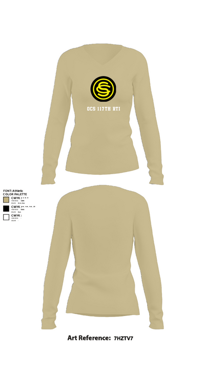 OCS 117th RTI 76770798 Women's Long Sleeve V-neck Shirt - 78