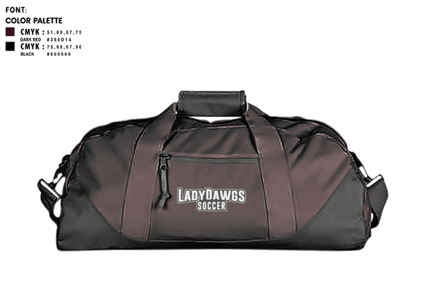 Duffle Bag, LadyDawgs, Women's Soccer, Teamtime, Team time, sublimation, custom sports apparel, team uniforms, spirit wear, spiritwear, sports uniforms, custom shirts, team store, custom team store, fundraiser sports, apparel fundraiser