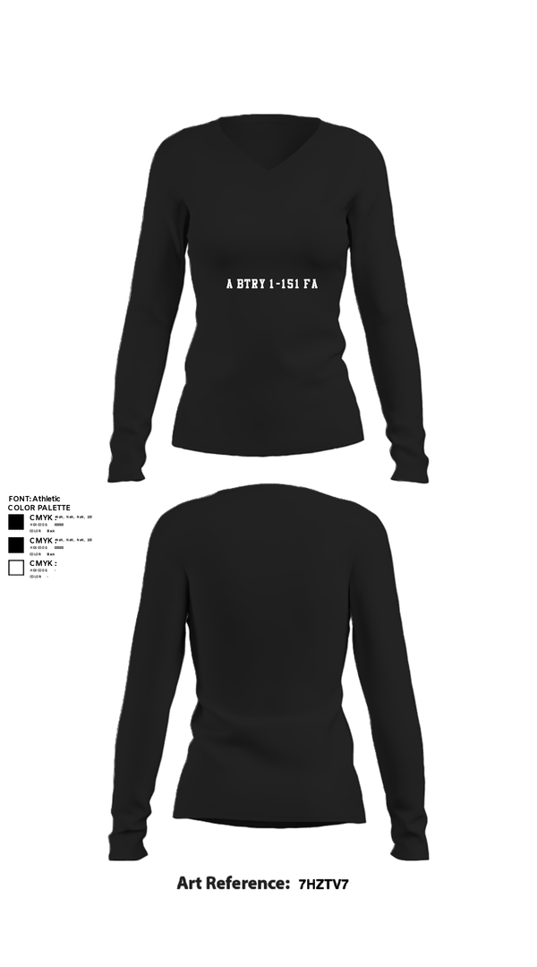 Women's Long Sleeve Vneck Shirt, A BTRY 1-151 FA, National Guard, Teamtime, Team time, sublimation, custom sports apparel, team uniforms, spirit wear, spiritwear, sports uniforms, custom shirts, team store, custom team store, fundraiser sports, apparel fundraiser