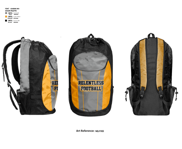 Gear Bag, Relentless, Football, Teamtime, Team time, sublimation, custom sports apparel, team uniforms, spirit wear, spiritwear, sports uniforms, custom shirts, team store, custom team store, fundraiser sports, apparel fundraiser