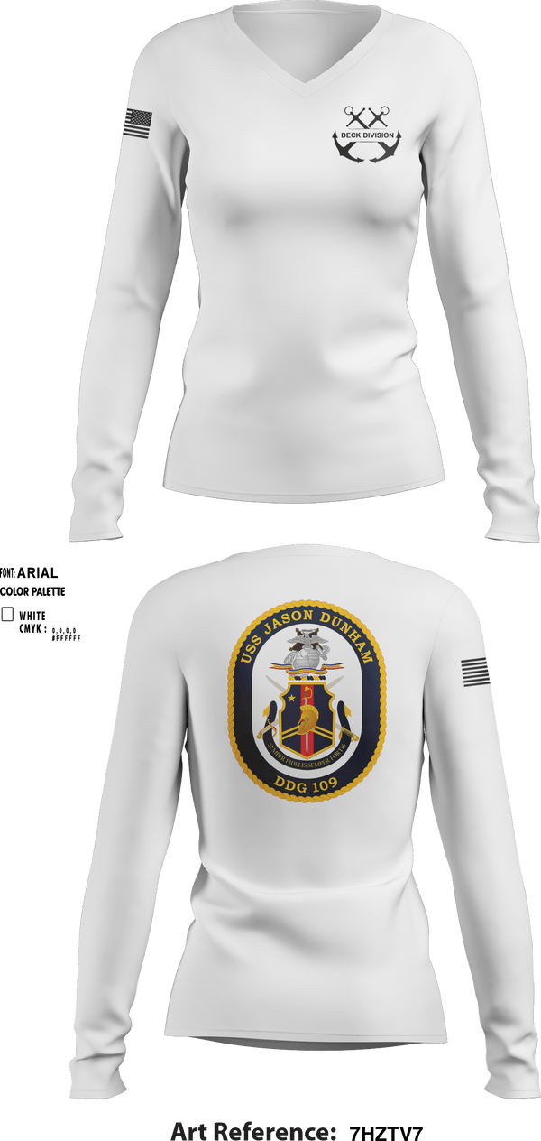 Women's Long Sleeve Vneck Shirt, Jason Dunham Deck Division, Navy, Teamtime, Team time, sublimation, custom sports apparel, team uniforms, spirit wear, spiritwear, sports uniforms, custom shirts, team store, custom team store, fundraiser sports, apparel fundraiser