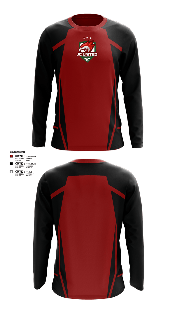 Long Sleeve Performance Shirt, JC United, Men's Soccer, Teamtime, Team time, sublimation, custom sports apparel, team uniforms, spirit wear, spiritwear, sports uniforms, custom shirts, team store, custom team store, fundraiser sports, apparel fundraiser