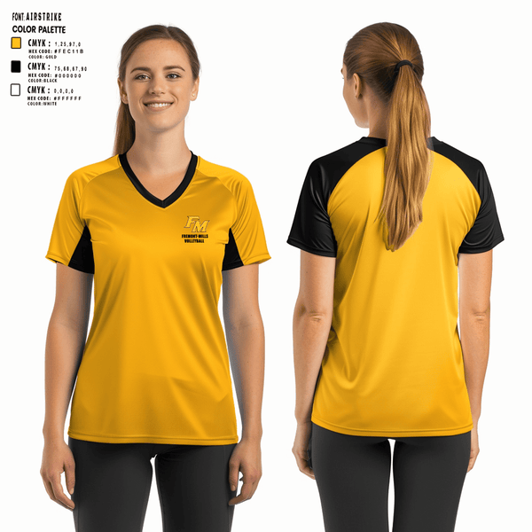 Women's Short Sleeve Vneck Shirt, Fremont-Mills High School Volleyball, Women's Volleyball, Teamtime, Team time, sublimation, custom sports apparel, team uniforms, spirit wear, spiritwear, sports uniforms, custom shirts, team store, custom team store, fundraiser sports, apparel fundraiser