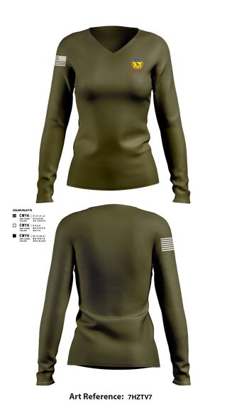 Women's Long Sleeve Vneck Shirt, Alpha BTRY 2/138th FA, National Guard, Teamtime, Team time, sublimation, custom sports apparel, team uniforms, spirit wear, spiritwear, sports uniforms, custom shirts, team store, custom team store, fundraiser sports, apparel fundraiser