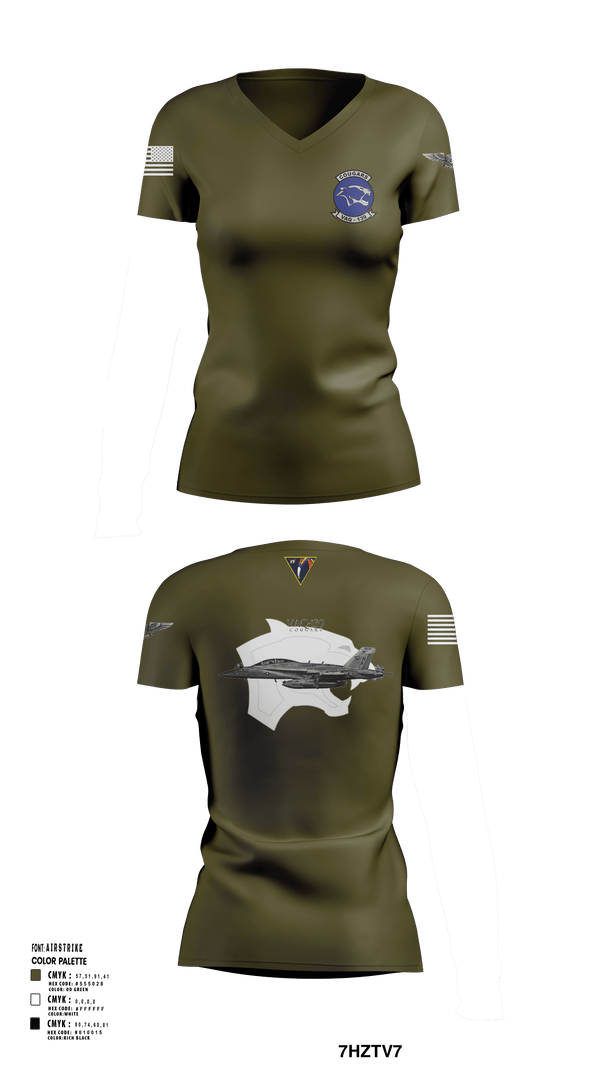 Women's Short Sleeve Vneck Shirt, VAQ-139 Cougars, Navy, Teamtime, Team time, sublimation, custom sports apparel, team uniforms, spirit wear, spiritwear, sports uniforms, custom shirts, team store, custom team store, fundraiser sports, apparel fundraiser