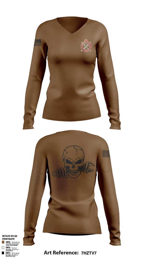Women's Long Sleeve Vneck Shirt, 829 EVCC, National Guard, Teamtime, Team time, sublimation, custom sports apparel, team uniforms, spirit wear, spiritwear, sports uniforms, custom shirts, team store, custom team store, fundraiser sports, apparel fundraiser