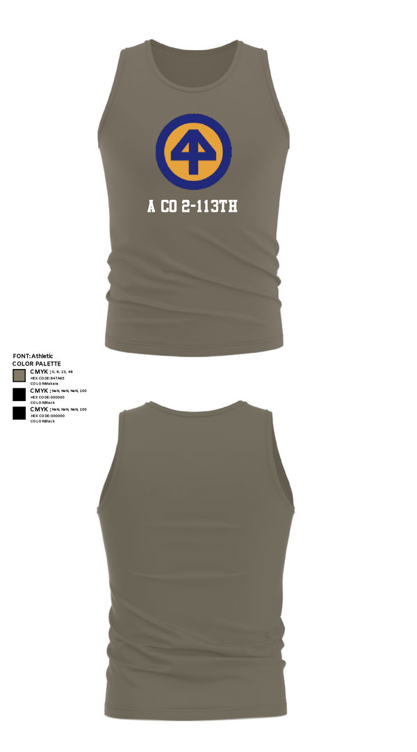 Tank Top, A CO 2-113th, Army, Teamtime, Team time, sublimation, custom sports apparel, team uniforms, spirit wear, spiritwear, sports uniforms, custom shirts, team store, custom team store, fundraiser sports, apparel fundraiser