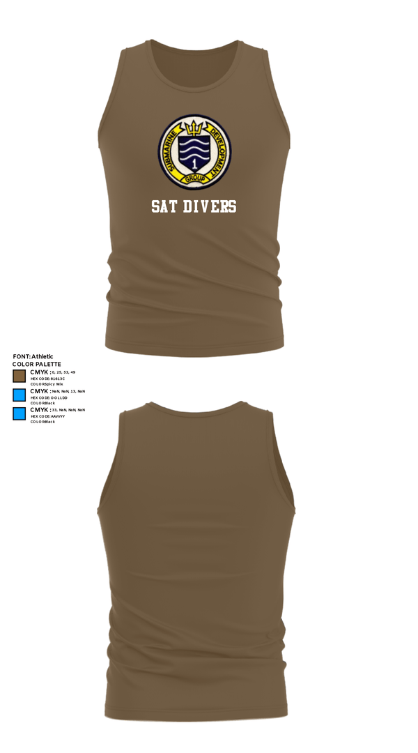 Tank Top, SAT DIVERS, Navy, Teamtime, Team time, sublimation, custom sports apparel, team uniforms, spirit wear, spiritwear, sports uniforms, custom shirts, team store, custom team store, fundraiser sports, apparel fundraiser