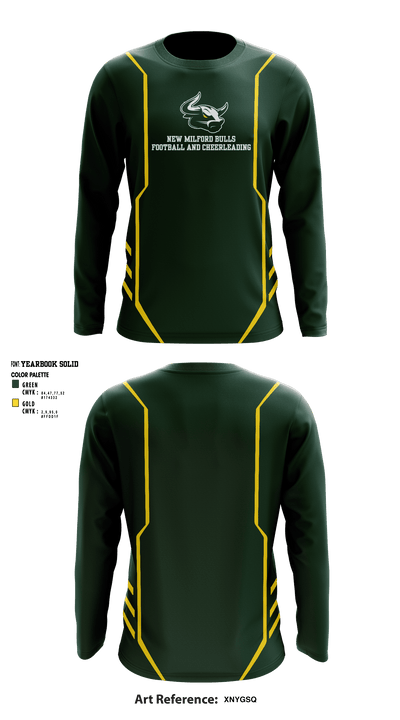 New Milford Bulls Football And Cheerleading 19489077 Long Sleeve Performance Shirt - 1