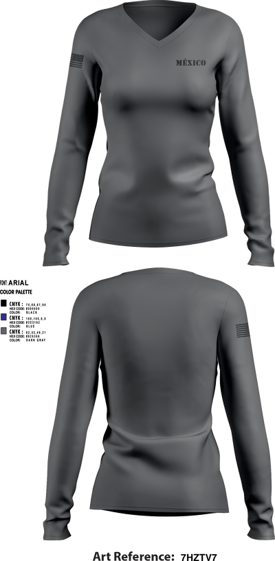 México 77334867 Women's Long Sleeve V-neck Shirt - 3