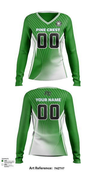 Women's Long Sleeve Vneck Shirt, Pine Crest School (Upper School) Volleyball, Women's Volleyball, Teamtime, Team time, sublimation, custom sports apparel, team uniforms, spirit wear, spiritwear, sports uniforms, custom shirts, team store, custom team store, fundraiser sports, apparel fundraiser