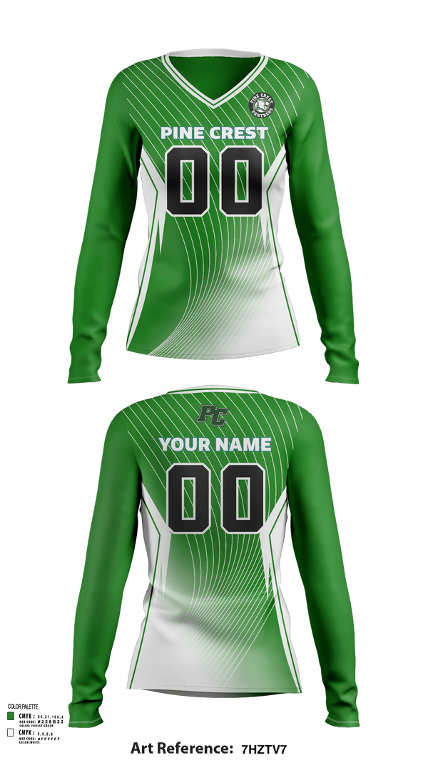 Women's Long Sleeve Vneck Shirt, Pine Crest School (Upper School) Volleyball, Women's Volleyball, Teamtime, Team time, sublimation, custom sports apparel, team uniforms, spirit wear, spiritwear, sports uniforms, custom shirts, team store, custom team store, fundraiser sports, apparel fundraiser