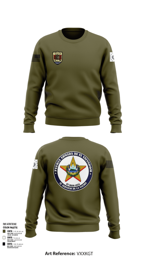 Crew Neck Sweatshirt, Battallion Nonualco, Army, Teamtime, Team time, sublimation, custom sports apparel, team uniforms, spirit wear, spiritwear, sports uniforms, custom shirts, team store, custom team store, fundraiser sports, apparel fundraiser