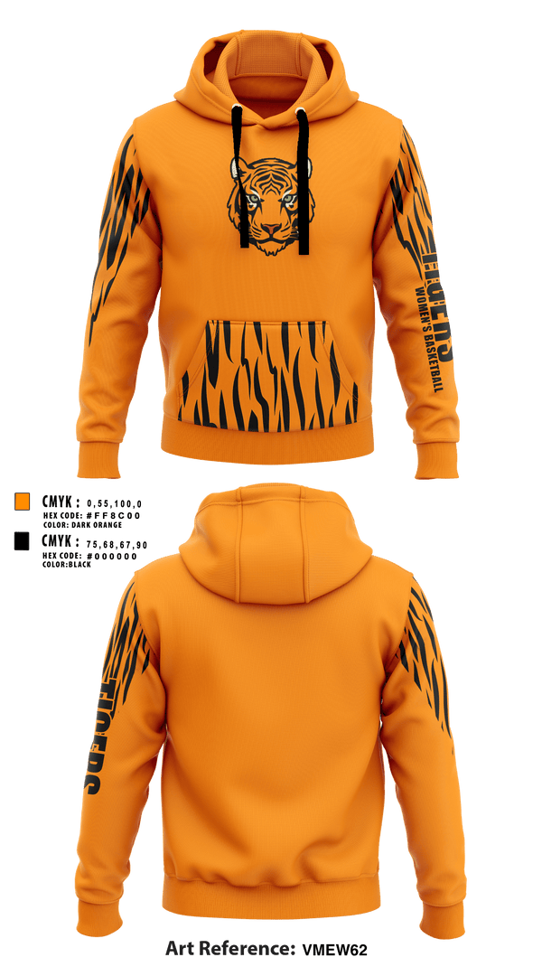 Hoodie, Tigers, Women's Basketball, Teamtime, Team time, sublimation, custom sports apparel, team uniforms, spirit wear, spiritwear, sports uniforms, custom shirts, team store, custom team store, fundraiser sports, apparel fundraiser