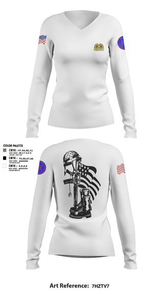 Women's Long Sleeve Vneck Shirt, 962D QUARTERMASTER COMPANY (MORTUARY AFFAIRS), Army, Teamtime, Team time, sublimation, custom sports apparel, team uniforms, spirit wear, spiritwear, sports uniforms, custom shirts, team store, custom team store, fundraiser sports, apparel fundraiser
