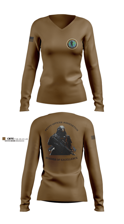 Center for Security Forces Detachment Chesapeake 88189039 Women's Long Sleeve V-neck Shirt - 2