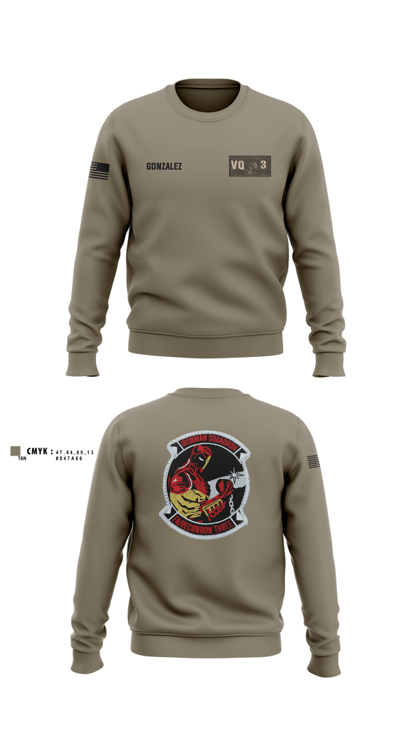 Crew Neck Sweatshirt, VQ-3 DET TRVS, Navy, Teamtime, Team time, sublimation, custom sports apparel, team uniforms, spirit wear, spiritwear, sports uniforms, custom shirts, team store, custom team store, fundraiser sports, apparel fundraiser