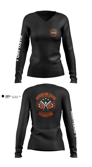 Women's Long Sleeve Vneck Shirt, Bikers For Cause Foundation, , Teamtime, Team time, sublimation, custom sports apparel, team uniforms, spirit wear, spiritwear, sports uniforms, custom shirts, team store, custom team store, fundraiser sports, apparel fundraiser