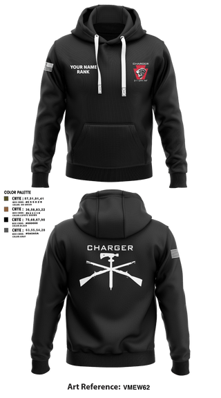 Hoodie, Charger Co. / 2-112th Infantry Battalion, National Guard, Teamtime, Team time, sublimation, custom sports apparel, team uniforms, spirit wear, spiritwear, sports uniforms, custom shirts, team store, custom team store, fundraiser sports, apparel fundraiser