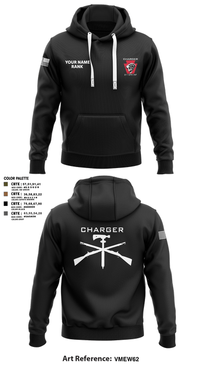 Charger Co. / 2-112th Infantry Battalion 37738588 Hoodie - 94